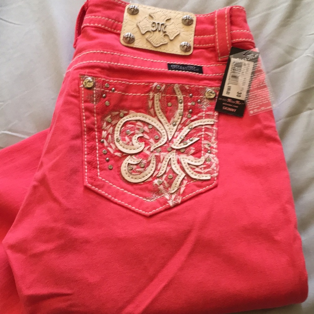 Miss Me Coral Bling Denim Sz 30